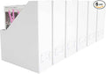 BLU MONACO Set of 6 Foldable White Magazine File Holders | Vertical Desk File by Blu_Monaco