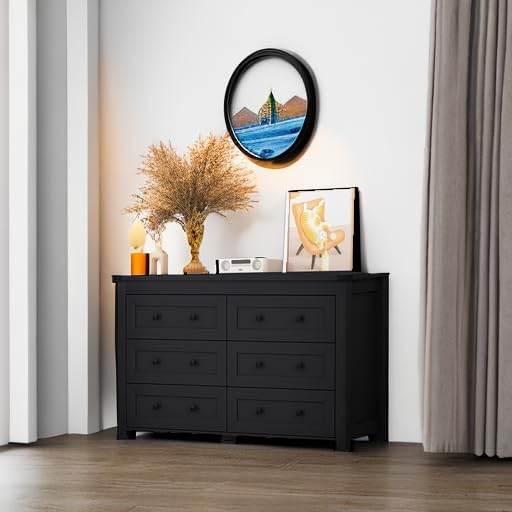 Dresser for Bedroom with 6 Drawers, Farmhouse Wood Chest of Drawers, Wide TV - Image 6