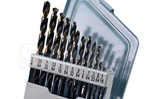 Shars 1/16-1/4" by 64ths 13 Pcs HSS Heavy Duty Black & Gold Finish Jobber Drill - Image 2