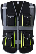 JKSafety 10 Pockets Black Color Safety Vest Zipper Front by JKSafety