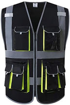 JKSafety 10 Pockets Black Color Safety Vest Zipper Front by JKSafety