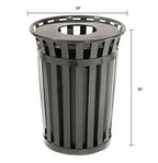 Global Industrial 36 Gallon Outdoor Slatted Steel Round Trash Can - Image 8