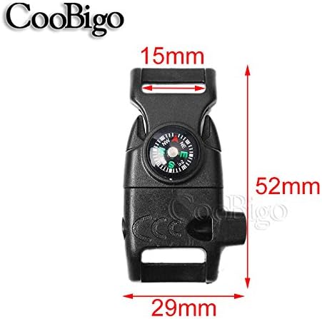 5/8 Inch Compass Flint Scraper Fire Starter Whistle Buckle Paracord Bracelet - Image 5