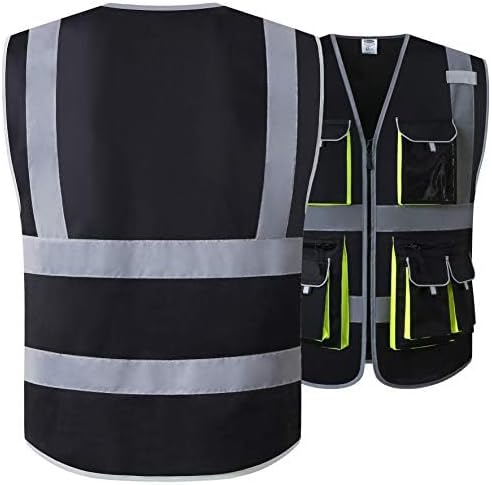 JKSafety 10 Pockets Black Color Safety Vest Zipper Front - Image 5
