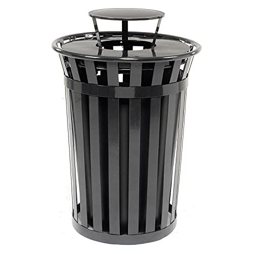 Global Industrial Heavy-Duty 36 Gallon Capacity Outdoor Metal Slatted Trash - Image 9