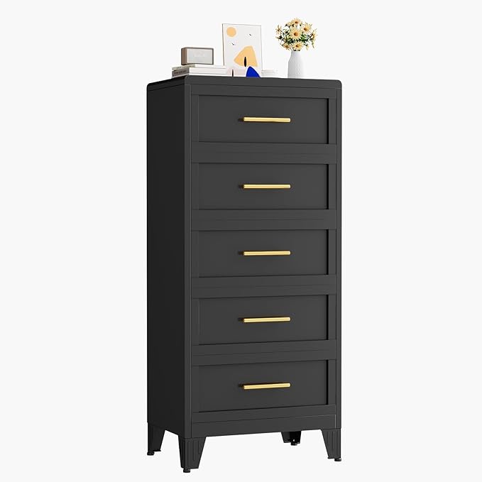 Metal Tall Dresser for Bedroom, 5 Drawer Dresser by KAIFAM
