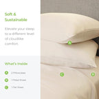 Cariloha Aloha Soft 4-Piece Sheet Set | Natural | Queen | Made from 100% - Image 2