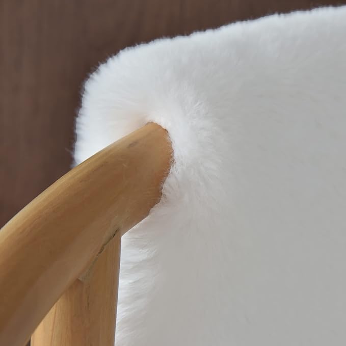 White Washable Furry Area Rug Runner Faux Bunny Fuzzy Fur Rugs - Image 5