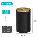 2.4 Gallon/9L Black and Gold Bathroom Trash Can Metal, Stainless Steel - Image 7