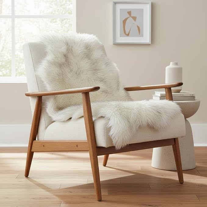 Super Area Rugs Gray & White Mix Sheepskin Rug Genuine Single 2x3ft Pelt Fluffy by SuperAreaRugs