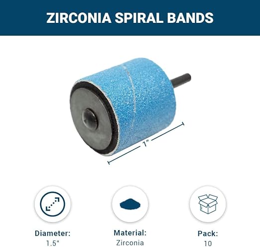 Benchmark Abrasives 1.5" X 1.5" Zirconia Sanding Bands, Spiral Bands Rotary - Image 5