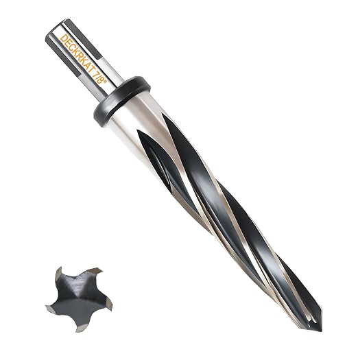 7/8" Reamer Drill Bit for Metal, M2 HSS Taper Reamer for Steel, Plastic to Align by DECKRKAT