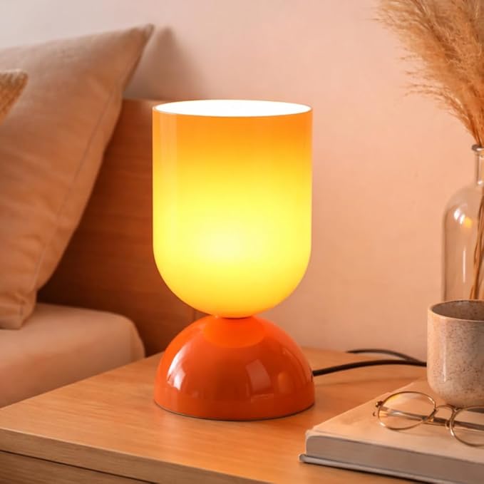 8.9" Modern Glass Table Lamp for Living Room, Dimmable Desk Lamps for Bedroom by Keazile