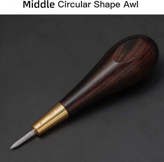 WUTA Shape Leather Craft Diamond Stitching Awl Ebony Blackwood Handle Sewing - Image 7