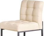 Beige Faux Leather Dining Chairs Set of 4, Mid-Century Modern Dining Room Chairs - Image 8