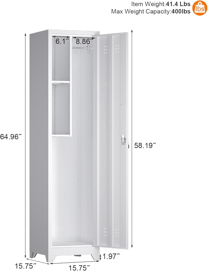 Metal Tall Broom Storage Cabinet, Slim Bathroom Cabinet, Metal Storage Cabinets - Image 3