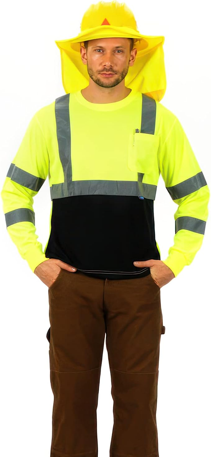 AYKRM Safety T Shirt Reflective High Visibility hi vis Long Sleeve T Shirt - Image 2