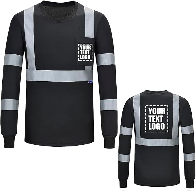 AYKRM Safety T Shirt Reflective High Visibility hi vis Long Sleeve T Shirt by AYKRM