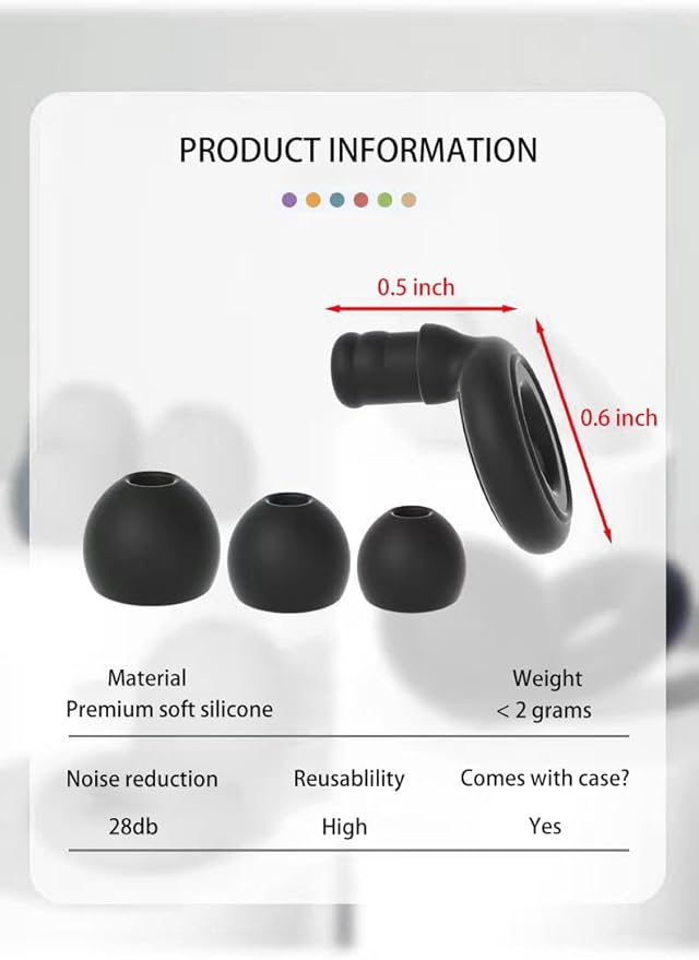 6 Pairs Soft Silicone Earplugs Reusable Noise-Reducing - Image 6