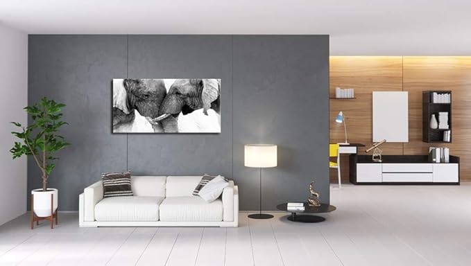 DZL Art D73050 Black and White Elephants Entwine Wall Art Canvas Painting Ready - Image 5