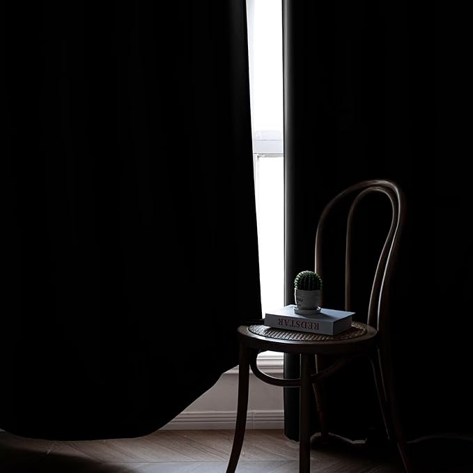 Blackout Curtains for Bedroom 1 Panel, Custom Curtains Thermal Insulated Black - Image 6