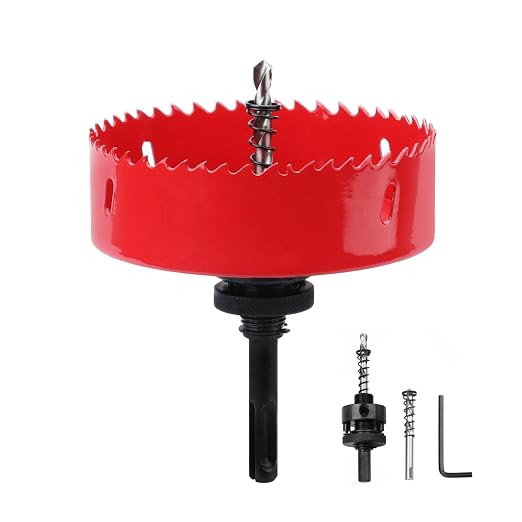 6 inch / 152mm Hole Saw with SDS Plus Arbor and Hex Shank Arbor, HSS Bi-Metal by GRIXLEN