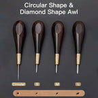 WUTA Shape Leather Craft Diamond Stitching Awl Ebony Blackwood Handle Sewing - Image 2