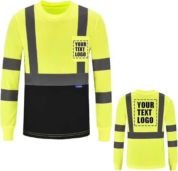 AYKRM Safety T Shirt Reflective High Visibility hi vis Long Sleeve T Shirt by AYKRM