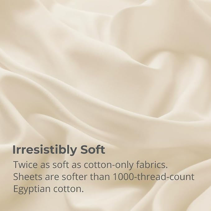 Cariloha Aloha Soft 4-Piece Sheet Set | Natural | Queen | Made from 100% - Image 3