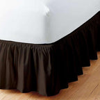 Chocolate Solid Ruffled Bed Skirt Short Queen-14 Inch Drop Split Corner by Home