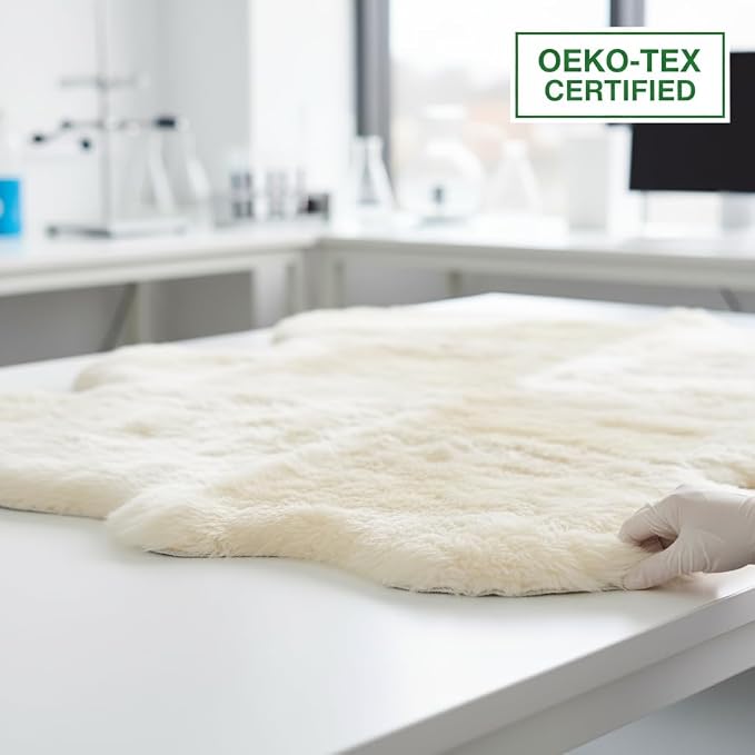 Super Area Rugs Premium Genuine Sheepskin Rug 5' x 6' Long Fur Soft & Natural - Image 7