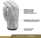 ATERET 120 Pairs X-Large Heavy Duty Durable Cowhide Leather Work Gloves I - Image 3