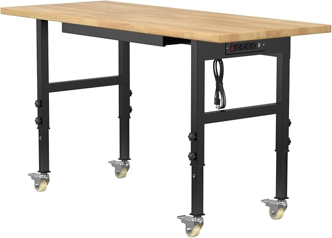 60" Adjustable Workbench, Heavy-Duty Work Table, 3000 LBS Load Capacity by Unknown