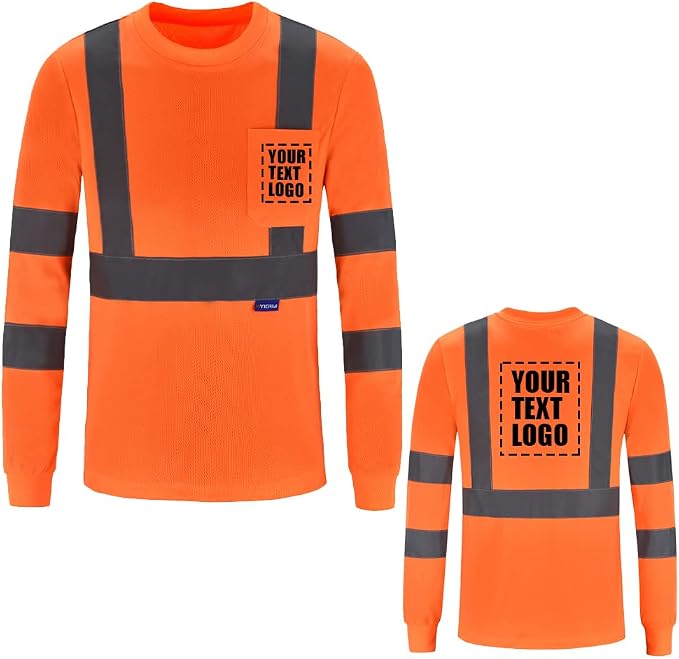 AYKRM Safety T Shirt Reflective High Visibility hi vis Long Sleeve T Shirt by AYKRM