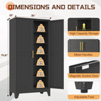75" Metal Kitchen Pantry Cabinet, Cabinet - Image 3