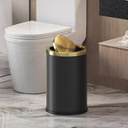 2.4 Gallon/9L Black and Gold Bathroom Trash Can Metal, Stainless Steel - Image 2