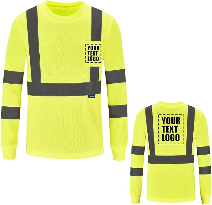 AYKRM Safety T Shirt Reflective High Visibility hi vis Long Sleeve T Shirt by AYKRM