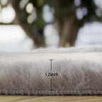 Faux Rabbit Fur Washable Rugs for Bedroom Light Grey Fluffy Rug for Living Room - Image 3