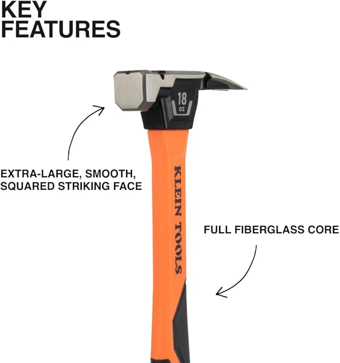 Klein Tools H80918 Smooth Face Fiberglass Hammer - Image 2