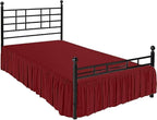 Burgundy Solid Ruffled Bed Skirt Full-21 Inch Drop Split Corner, Microfiber - Image 5