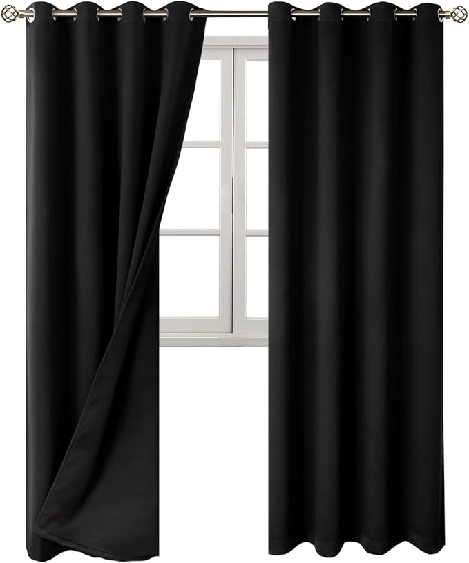 BGment Black Blackout Curtains 95 Inches Long 2 Panels Set - Image 8