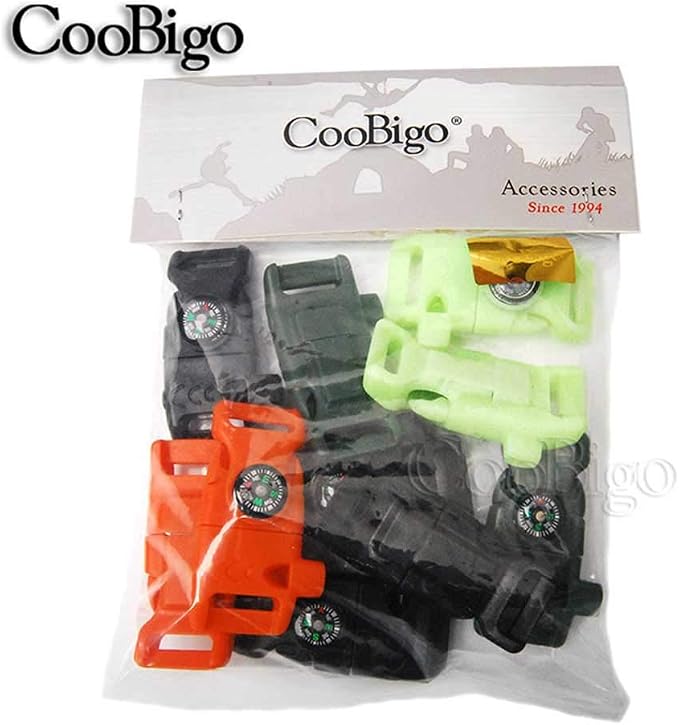 5/8 Inch Compass Flint Scraper Fire Starter Whistle Buckle Paracord Bracelet - Image 8