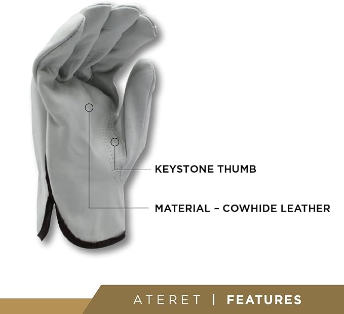 ATERET 120 Pairs X-Large Heavy Duty Durable Cowhide Leather Work Gloves I - Image 2