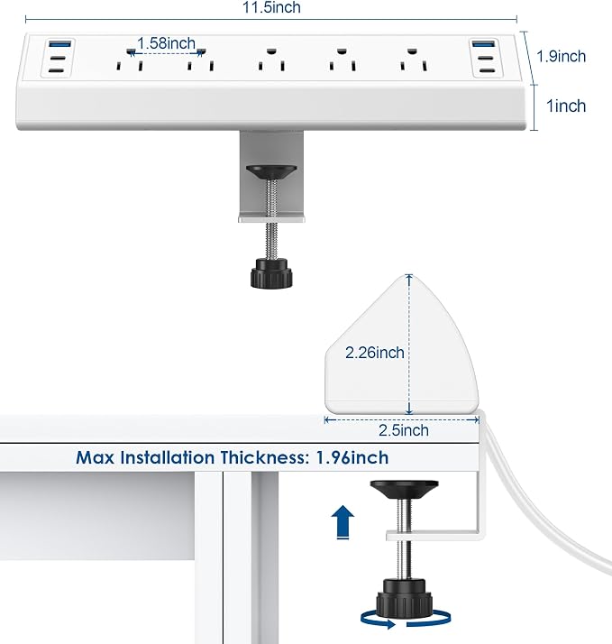 Jgstkcity Desk Clamp Power Strip USB C, 40W Total Fast Charging Station - Image 7