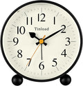4.5" Vintage Retro Analog Alarm Clock, Super Silent Non Ticking Small Clock by Tinload