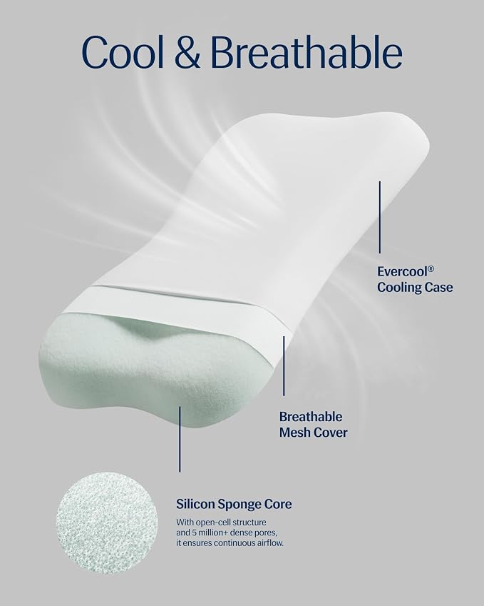 REST® Evercool® Cooling Pillow, Instant Cool-to-Touch Shell Fabric & Breathable - Image 2