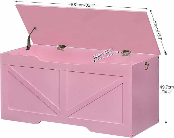HOOBRO Storage Bench, 39.4" Retro Wooden Storage Chest - Image 3