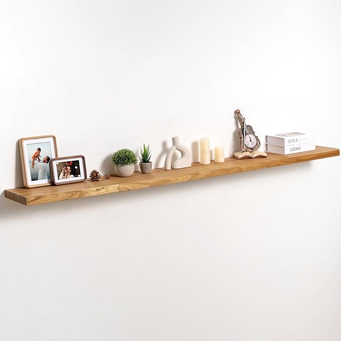 fuqing Floating Shelves for Wall, 72 inch Rustic Solid Elm Wood Floating Shelves by Fuqing