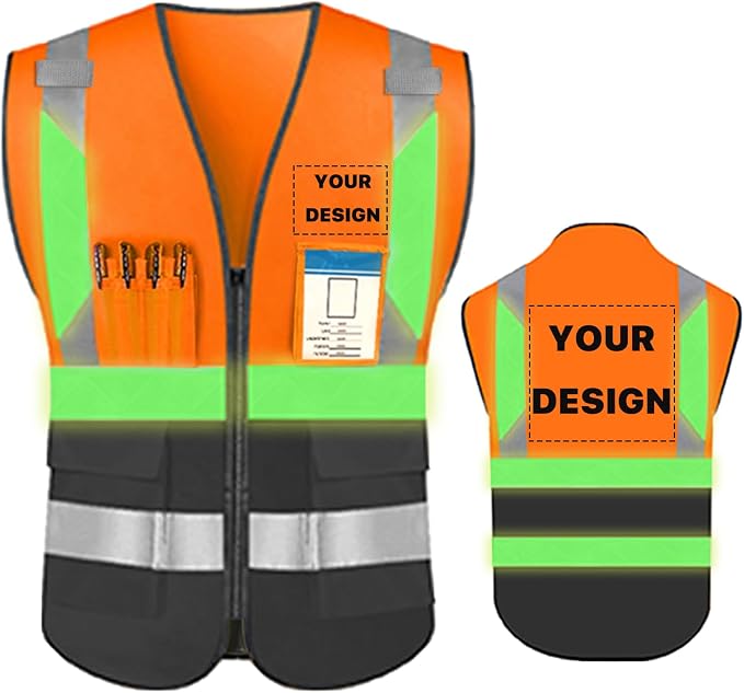 YOWESHOP High Reflective Visibility Safety Vest Custom Your Logo Safety Workwear by YOWESHOP