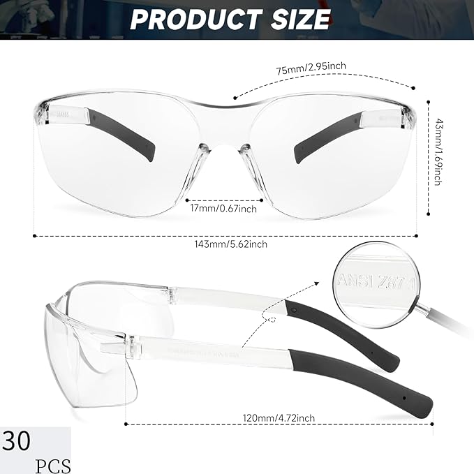 Safety Glasses for Men Women ANSI Z87.1 Safety Glasses Bulk Protective Eyewear - Image 2